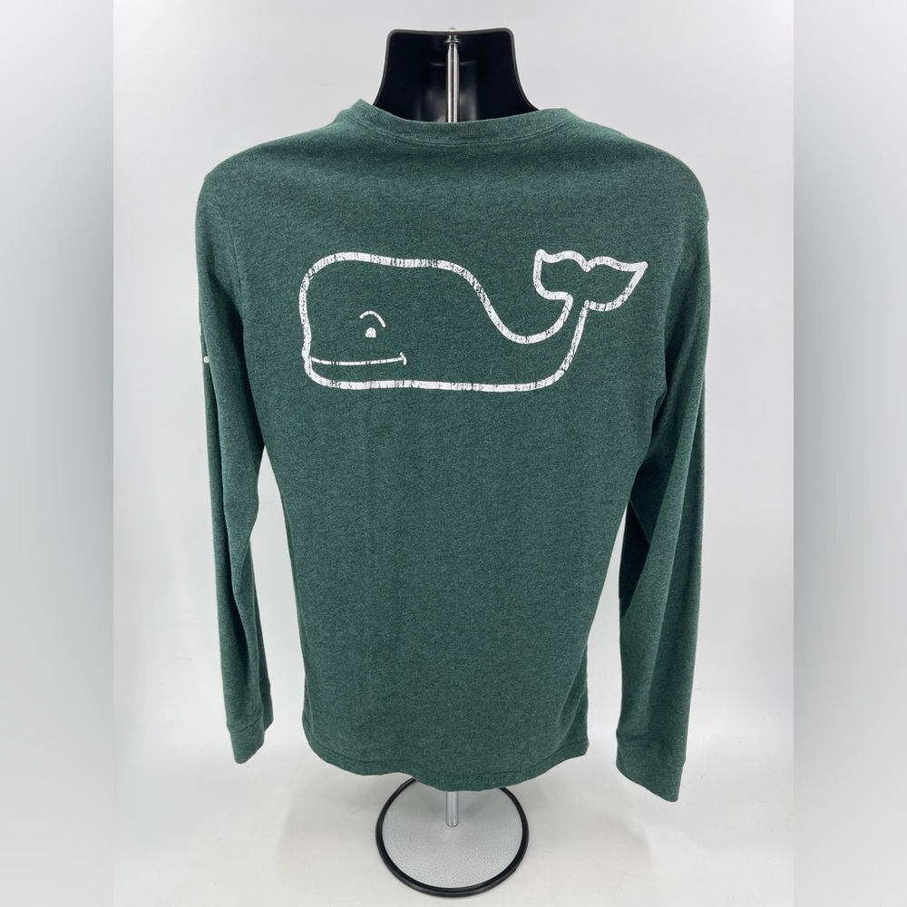 Vineyard Vines Big Whale Logo Long Sleeve Pocket T-Shirt Heather Green Men’s‎ S